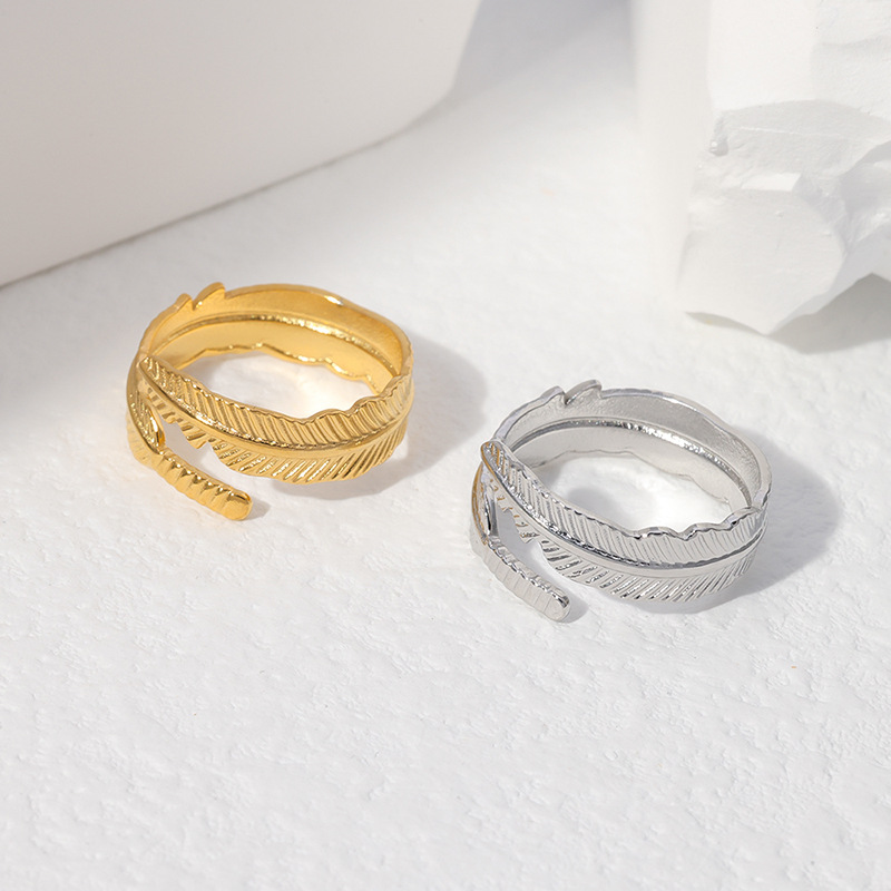 5g Weight 0.03µm Gold Plating Thickness PVD Coated Gold Plating Process Stainless Steel Fashion Open Ring