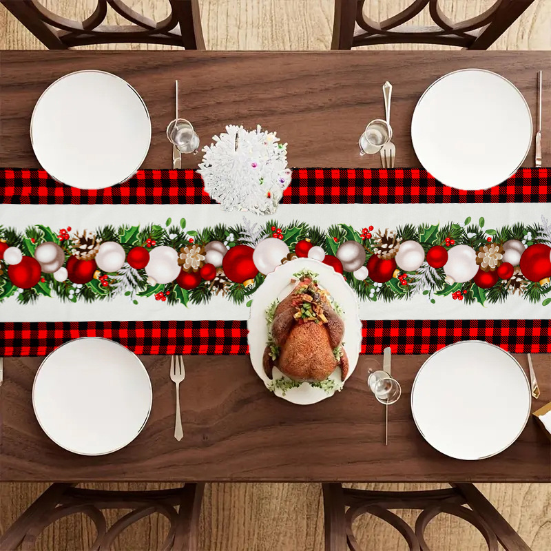 2025 nueva bandera de mesa de Navidad impermeable a prueba de polvo desgaste toallas de mesa atmósfera de Navidad sensación de tela decorativa transfronteriza
