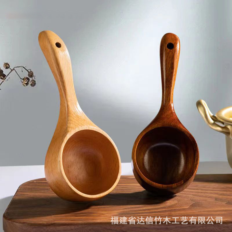 Cuchara grande para arroz de madera maciza de calidad alimentaria, cuchara de agua de madera estilo japonés para el hogar, personalizable con grabado, cuchara para fideos, utensilios de cocina, regalo.