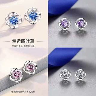 跨境temu热卖花朵耳钉女ins潮耳环幸福四叶草简约冷淡风耳饰批发