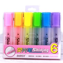 Baoke 4910 Semi-transparent Pen Barrel Fluorescent Highlighter 6 Colors Large Capacity Candy Color Student Focus Marking Pen