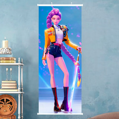 动画Kpop demon hunters猎魔女团挂画海报卷轴墙画挂画35X90CM