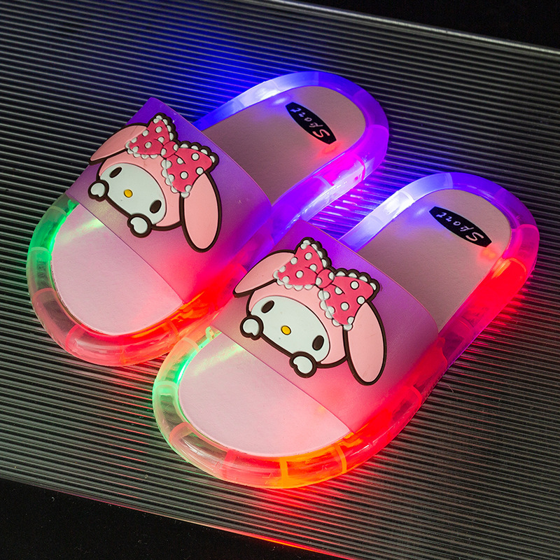 Summer New Luminous Slippers Children Crystal Bottom Sweet Cartoon Kloomi Luminous Sandals Girls 2025