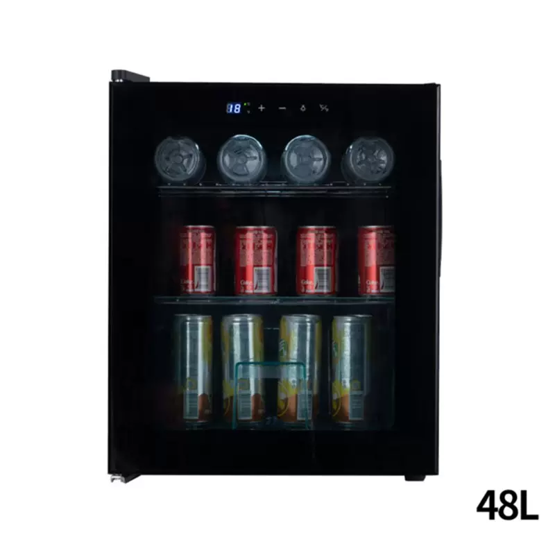 冷藏展示冰箱小型透明玻璃门风冷二人世界侧开式单门黑色冰吧70L