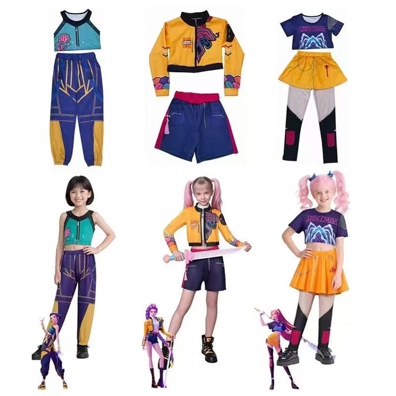 现货 跨境鲁米拉佐伊女孩猎魔女团cos万圣服饰装扮舞台儿童套服装|undefined