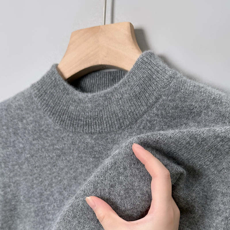 Цветной свитер, комфортная к телу knitted T-shirt для отдыха, 9 цветов, высокий ворот, круглый ворот