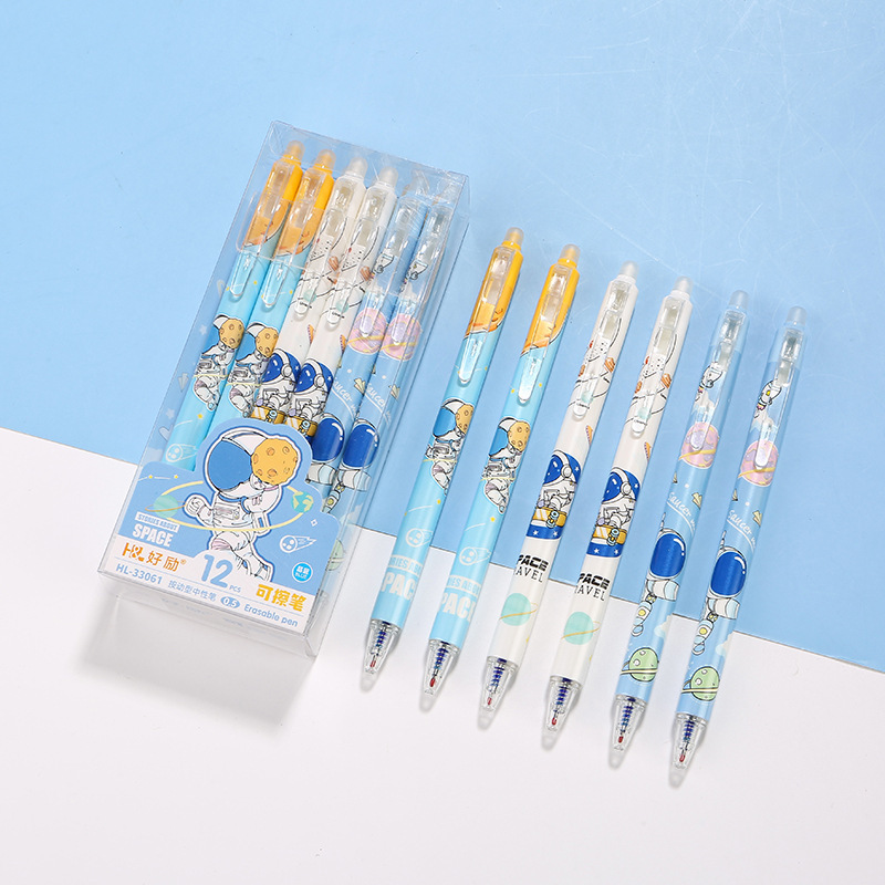 Presione el bolígrafo térmico limpiable de 0.5m cristal azul frotamiento térmico limpiable negro mágico limpiador de bolígrafo negro neutro para estudiantes