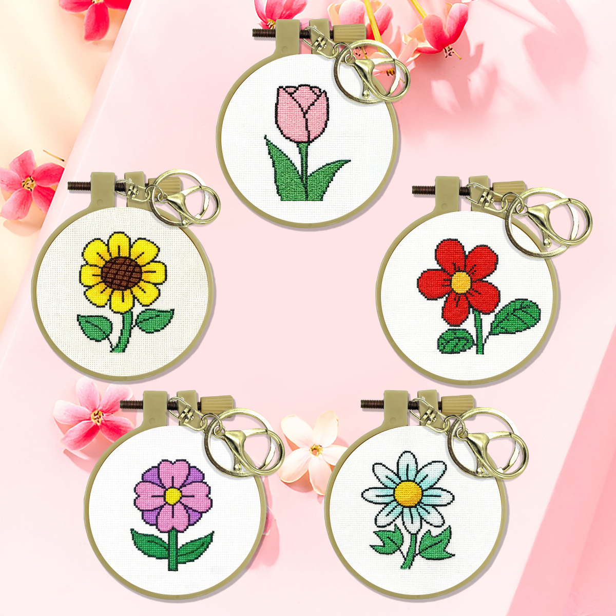 Nuevo bordado cruzado transfronterizo colgante floral planta simple DIY niños bordados cruzados image 1