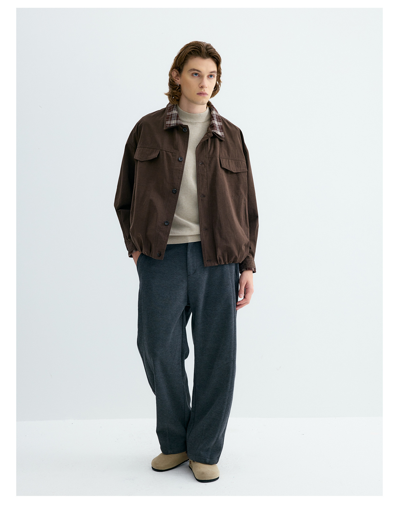 UNF Plaid Layered-Look Oversized Jacket