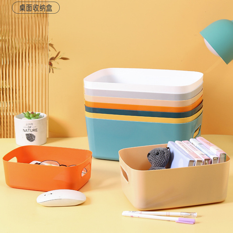Hogar caja de almacenamiento escritorio cocina cosméticos gran capacidad plástico descubierto organización cesta al por mayor