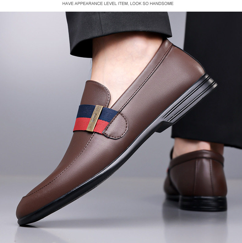 Giày lười nam da thật kiểu moccasin, mũi phẳng, đế bệt, thoáng khí — nâu, đen chi tiết 13