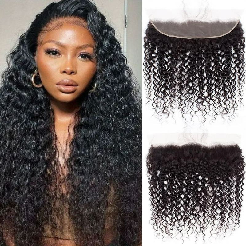 13*4 Transparent Lace Human Hair Hairpiece Kinky Curly Lace Frontal Human Hair