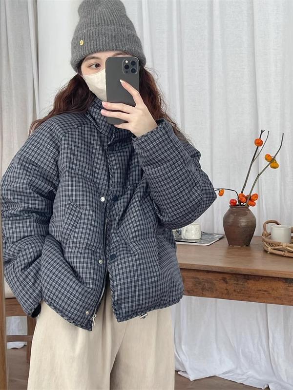 格子棉服女短款2025冬时尚新款时尚洋气减龄面包服小个子棉衣外套|undefined