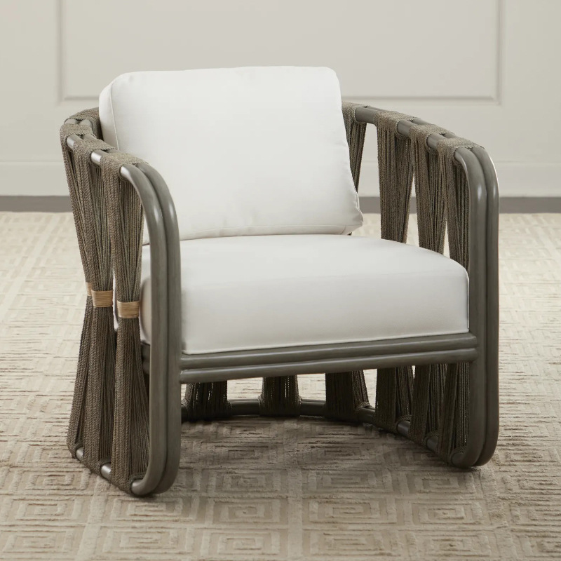 Sofá individual para balcón exterior, muebles minimalistas creativos para patio, silla de ratán impermeable y resistente al sol para jardín exterior.