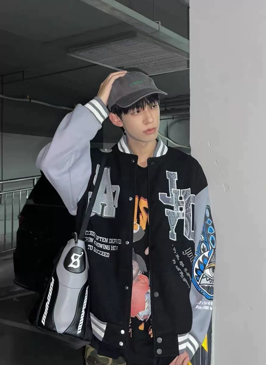 Men Women Letter Embroidery Varsity Jackets Japanese Thin Oversized Spring Autumn Baseball Jacket Coat Hip Hop Harajuku College jean jacket men