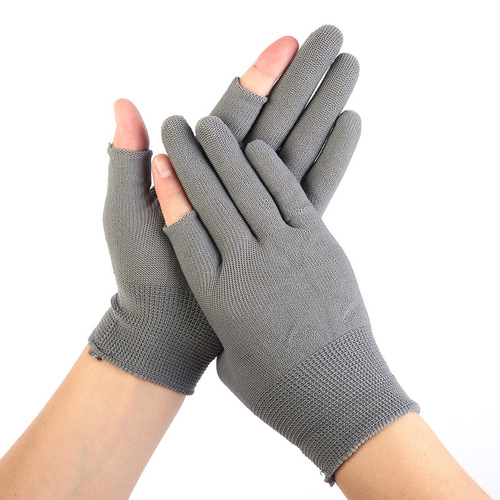 Nylon Cut-Resistant Two-Finger Glove High Elasticity Picking Touch Screen Men and Women Durable Work Gloves Nylon Thin Protective Gloves