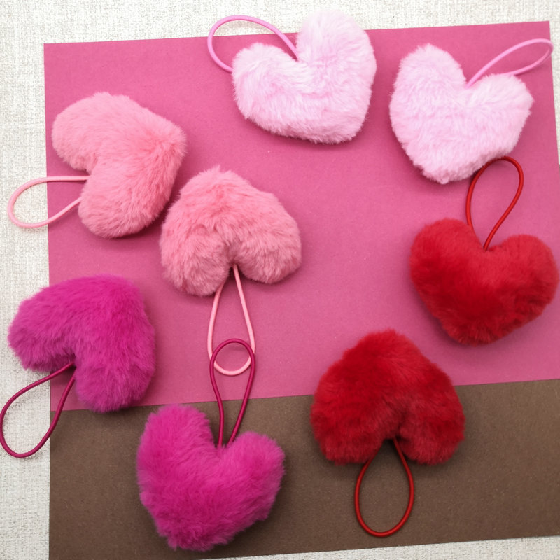 带皮筋毛绒小兔毛韩国桃心