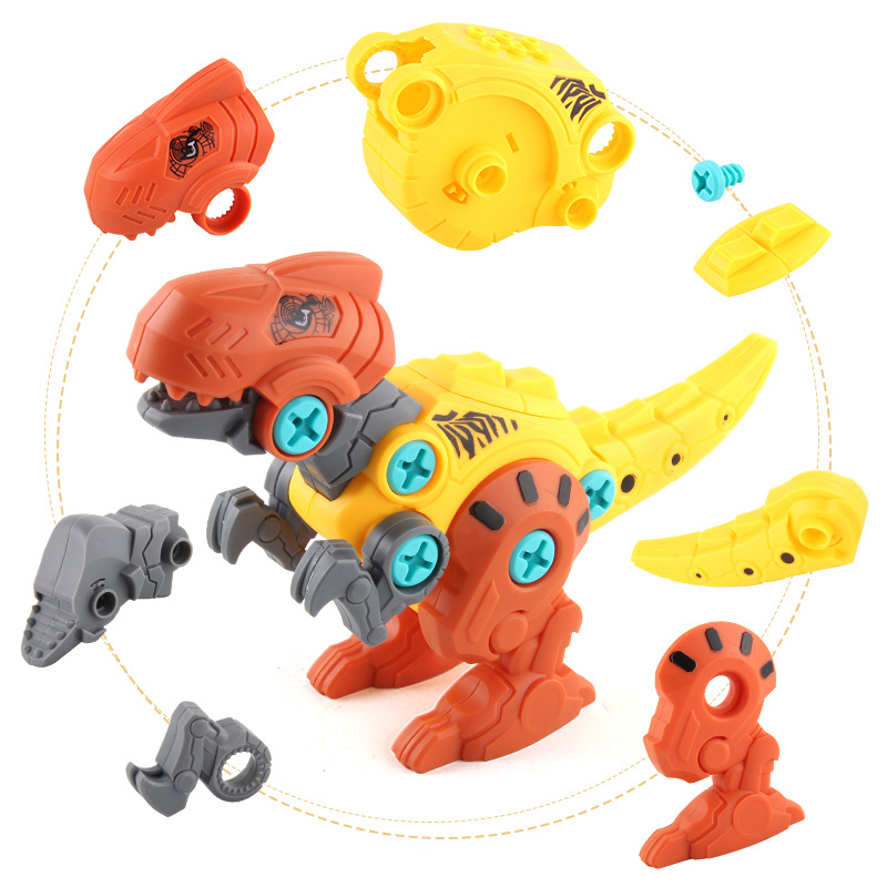 Niños transfronterizos DIY desmontaje dinosaurio juguete eléctrico tornillo montaje dinosaurio desmontaje tuerca Ciencia y Educación traje