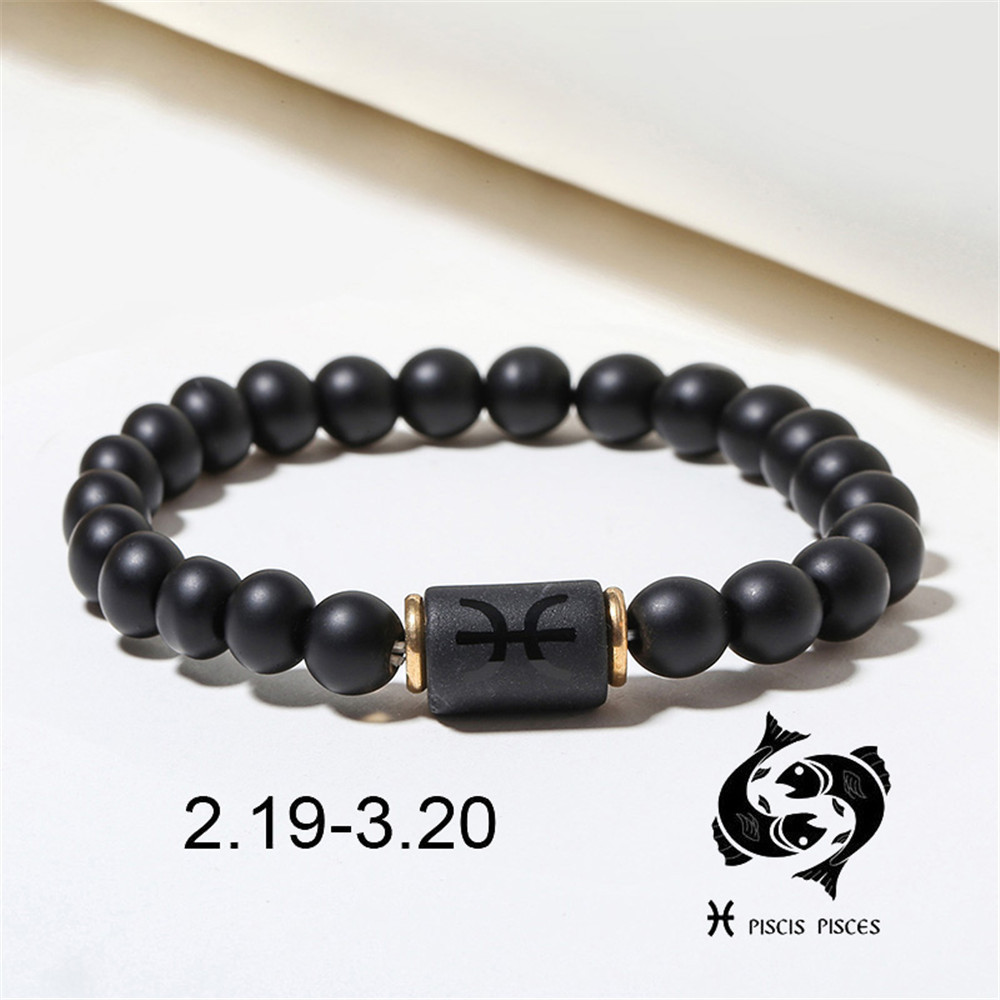 Wholesale Jewelry 12 Constellation Pattern Black Frosted Agate Beaded Bracelet Nihaojewelry display picture 1