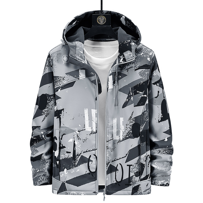 Otoño pareja al aire libre chaqueta con capucha casual color a juego versátil moda suelta más tamaño ropa casual