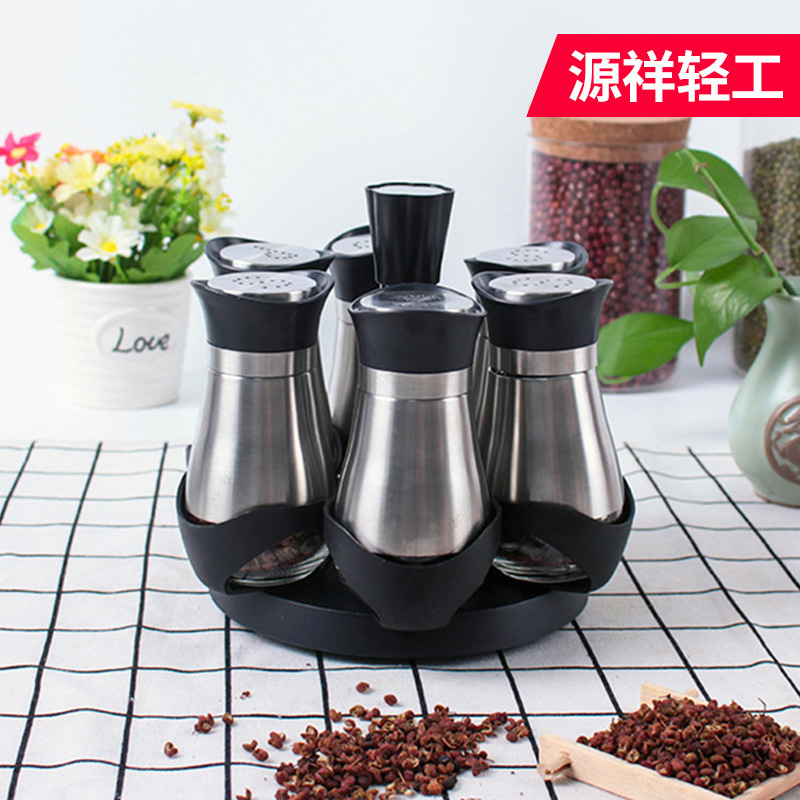 6 Penguin Condiment Bottles Plastic Rotating Stand Manufacturer Wholesale Moisture-proof Sealed Condiment Bottles