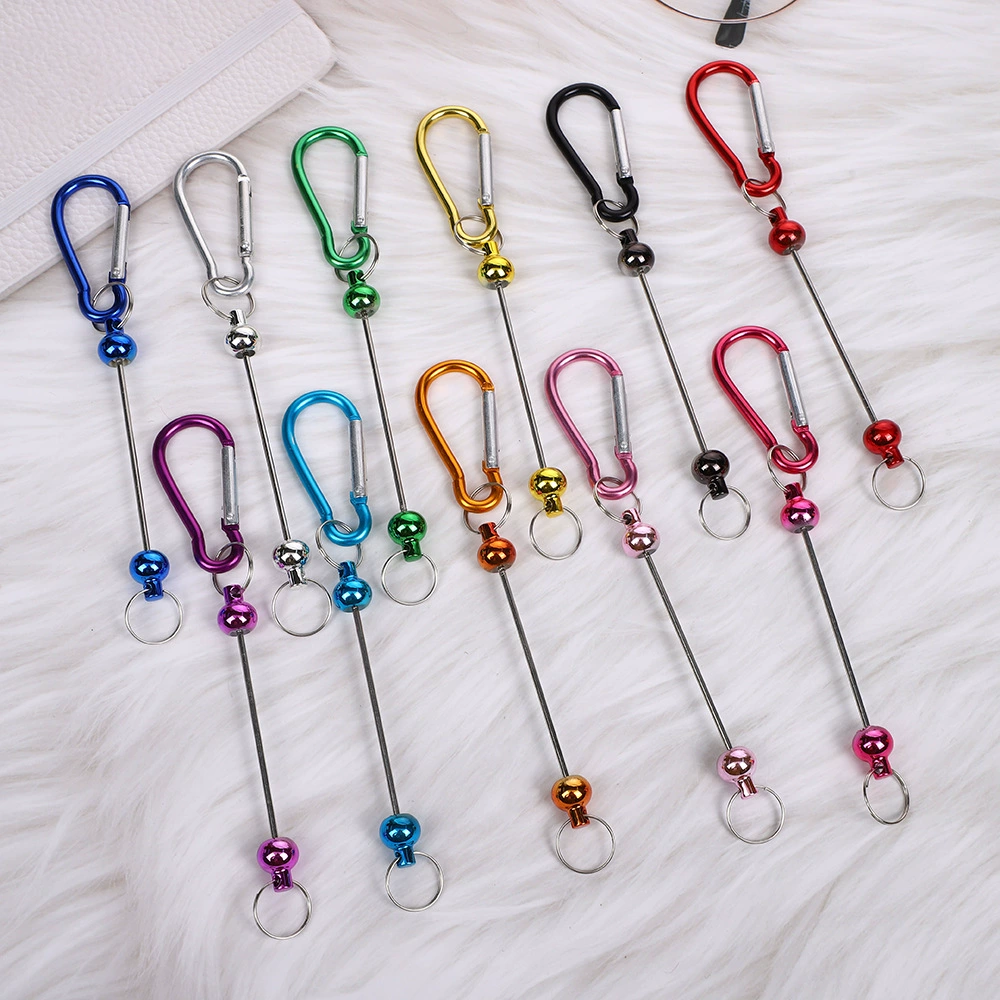DIY карабин с бисером D-типа, носимый брелок с бусинами, уличный альпинизм, женская сумка, аксессуары, креативная подвеска, оптовая продажа
