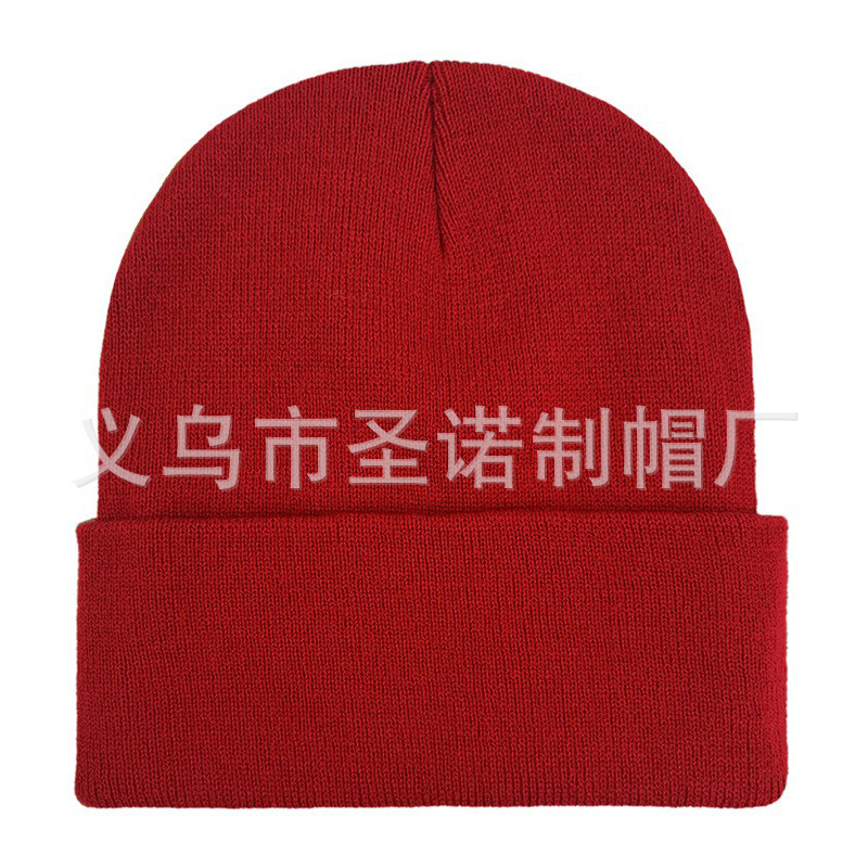 Bordado todo el tablero de luz de color sólido acrílico sombrero de punto europeo y americano otoño e invierno cálido sombrero de lana gorro para hombres y mujeres