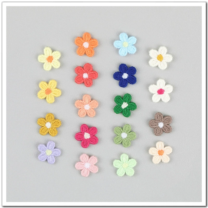 Цветные милые пять лепестков маленькие цветы вышивка наклейки для детской обуви цветочный леггинсы заколки для волос аксессуары для обуви и шапки для одежды 215