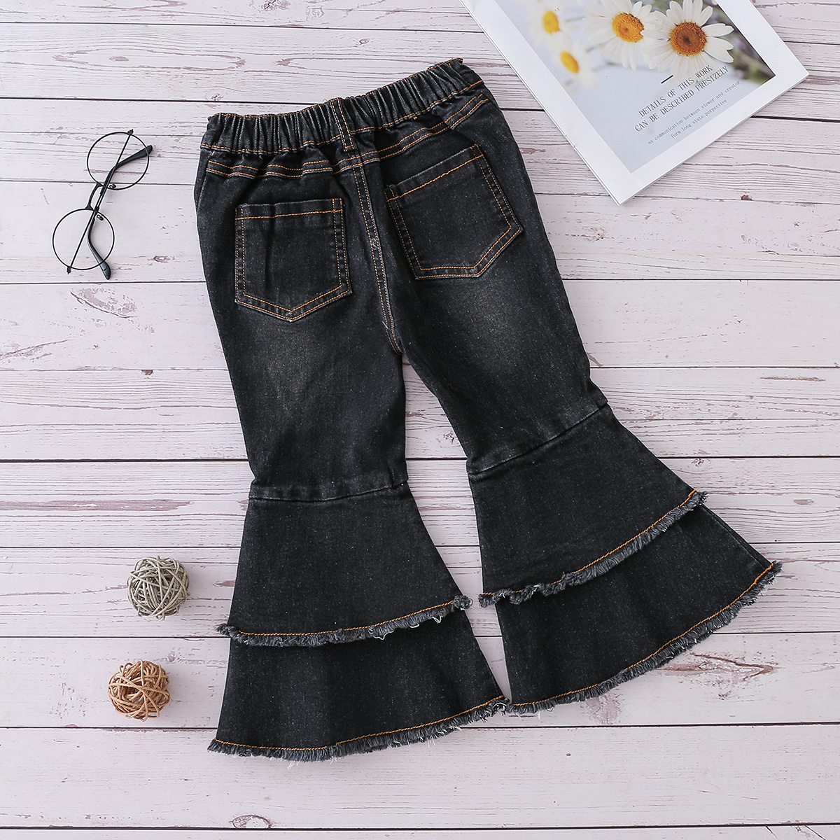 Kid Girls Denim Bell Bottom Pants 