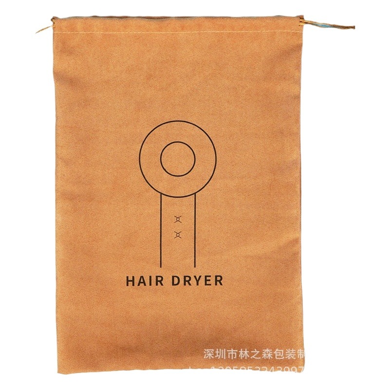 En stock 33*23cm gamuza secador de pelo bolsa de almacenamiento bolsa de polvo cordón Hotel secador de pelo bolsa de almacenamiento