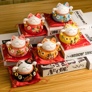 4.5 inch small size lucky cat ceramic creative ornaments children's piggy bank company activities gifts