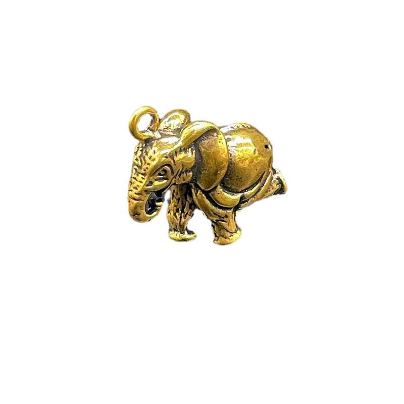 (2개) 황동 코끼리 데스크탑 장식품 행운의 코끼리 키 체인 펜던트 행운의 작은 청동 코끼리 도매