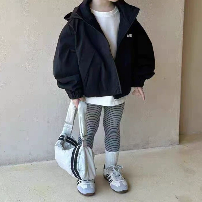 Демисезонная детская куртка со спортшапкой, детская одежда, западный стиль, корейский стиль