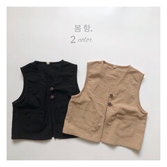 Japanese retro linen cotton waistcoat spring and summer new style boys and girls vest foreign style literary Korean children's clothing