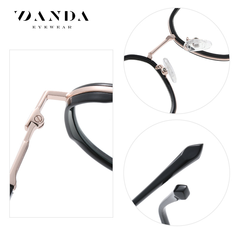 Suministro directo de fábrica gafas de celebridad de Internet Marco de moda de mujer gafas lisas multilaterales TJ829 pegamento dorado mezclado gafas de luz anti-azul