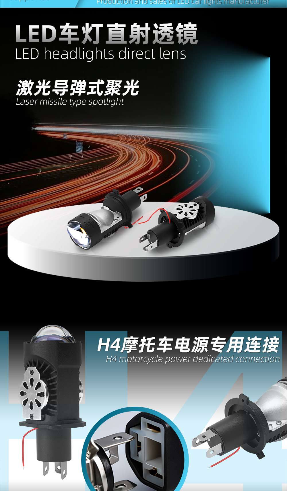 H4 LED Headlight Bi-LED Projector Lens for Car Motorcycle