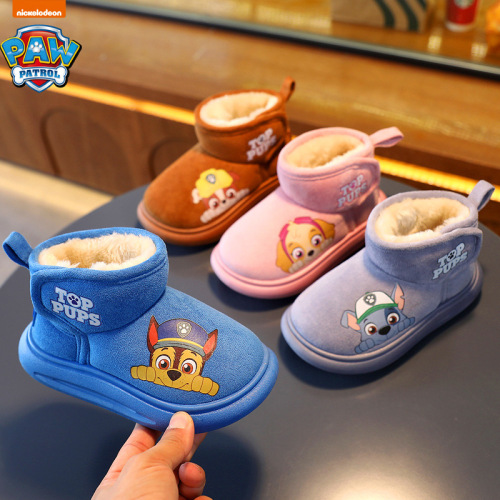 Paw Patrol Children's Snow Boots Cotton Boots Boys' Thickened and Warm Winter New Style Girls' Short Boots Plus Velvet Home Cotton Shoes