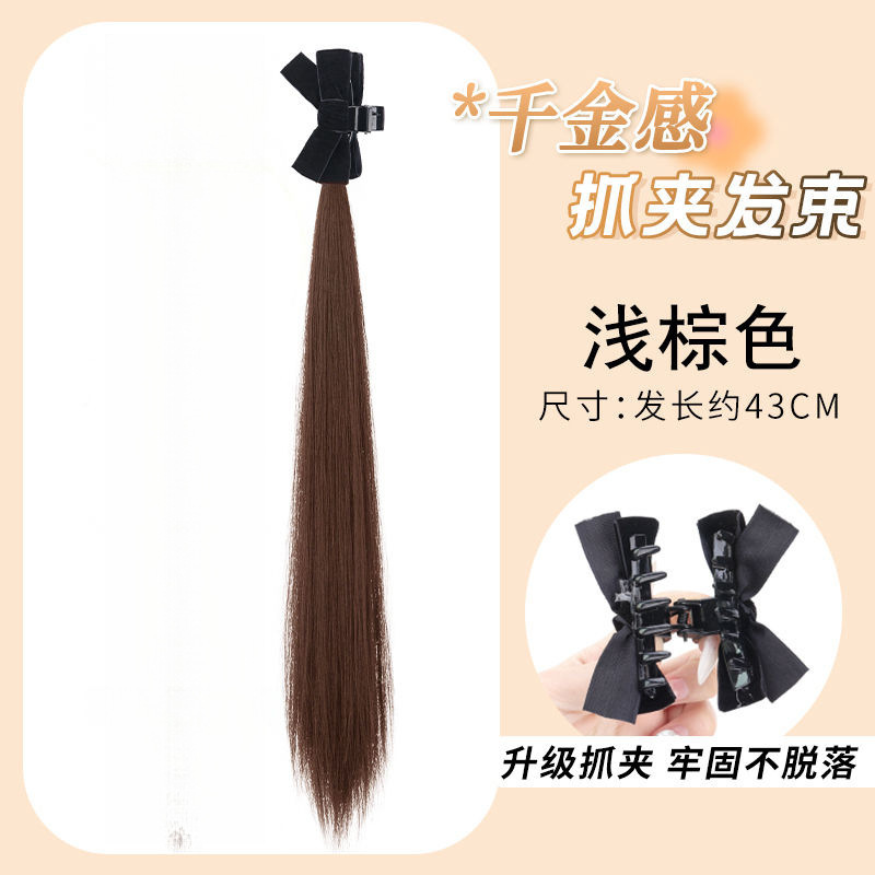 Peruca de cabello largo de mujer clip de agarre doble cola de caballo oreja elf arco trenza peluca simulación de cabello crecimiento de cabello trenza cola de caballo