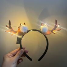 2024新款发光麋鹿发箍鹿角发夹圣诞节毛毛小卡子成人儿童网红发卡