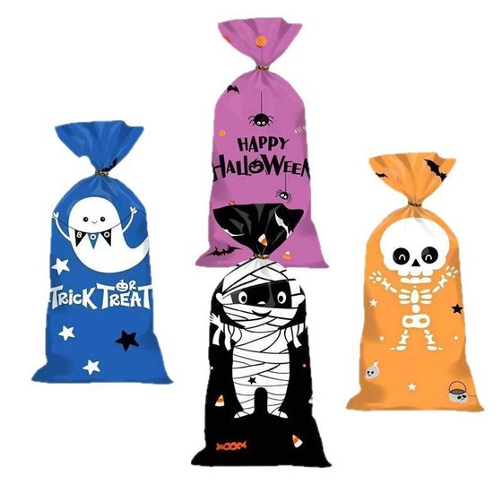 Cross Border Halloween Candy Packaging Bag Holiday Opp Flat Mouth Candy Bag Gift Bag Popcorn Cookie Packaging Bag