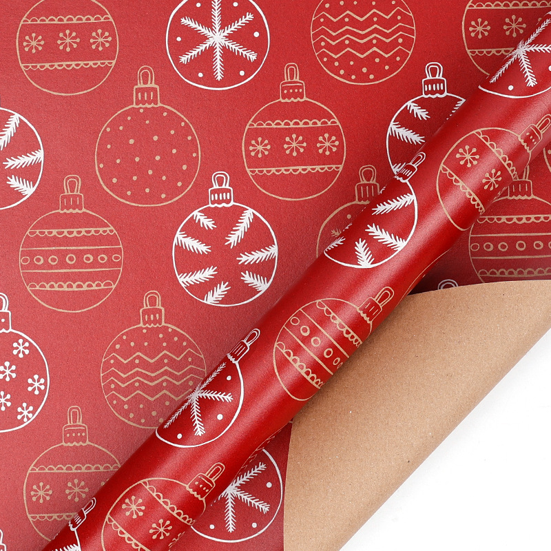 Papel de embalaje de regalos de Navidad transfronterizos Papá Noel campana flocos de nieve Papá Noel flores de embalaje de regalo