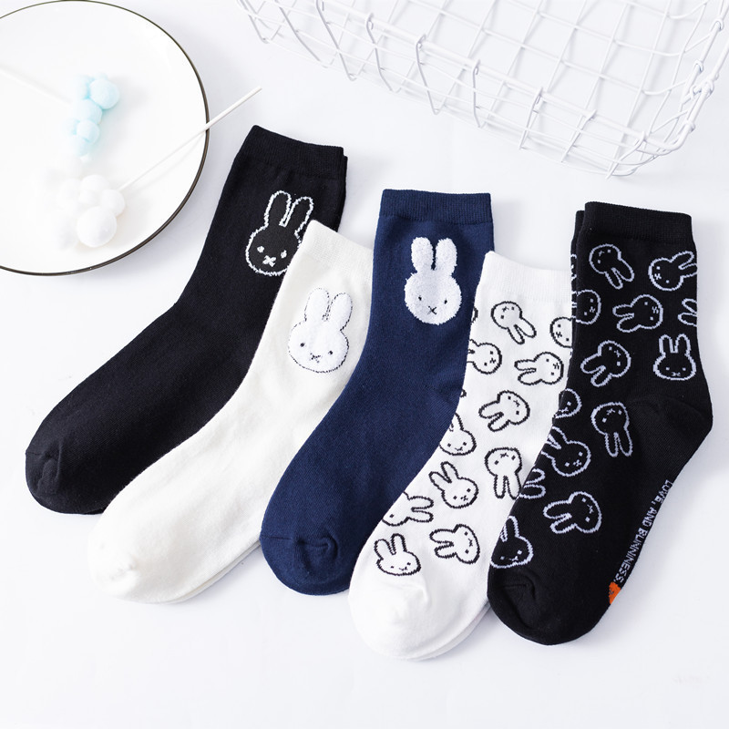 Autumn and Winter Korean Style Rabbit Cotton Women's Socks Cute Cartoon Socks Children's College Style Popular Rabbit Year Socks Tide