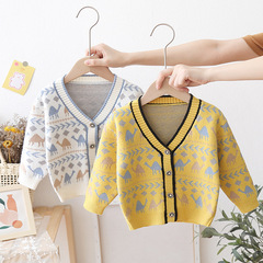 Boys' sweater Coat Autumn New Children's Knitted Sweater Baby Spring and Autumn Cartoon Cardigan Infant Knitting Clothes Fashionable 