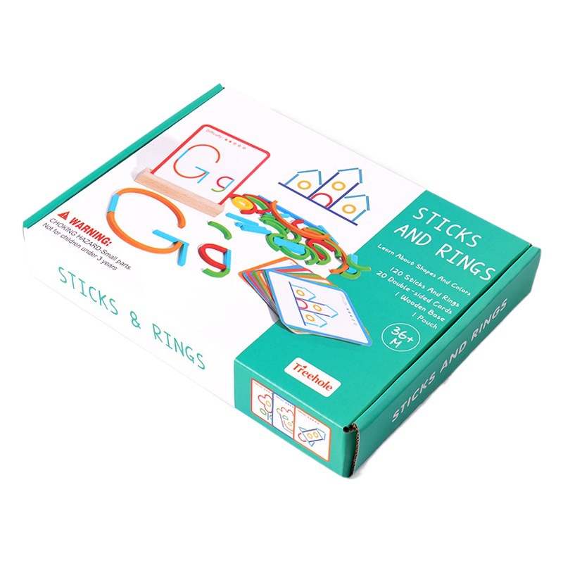 Lógica educativa para niños entrenamiento de pensamiento rompecabezas juego de anillo kindergarten coordinación mano-ojo educación temprana rompecabezas de madera