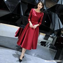 年轻结婚婚庆喜婆婆婚宴新娘妈妈装高贵红色礼服裙女平时可穿连衣