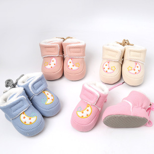 Baby Walking Shoes for 0-1 Year Old Babies, Cotton Shoes with Soft Soles, Velcro Straps, Fleece-Lined and Thickened for Winter, Snow Boots, Anti-Slip and Anti-Falling