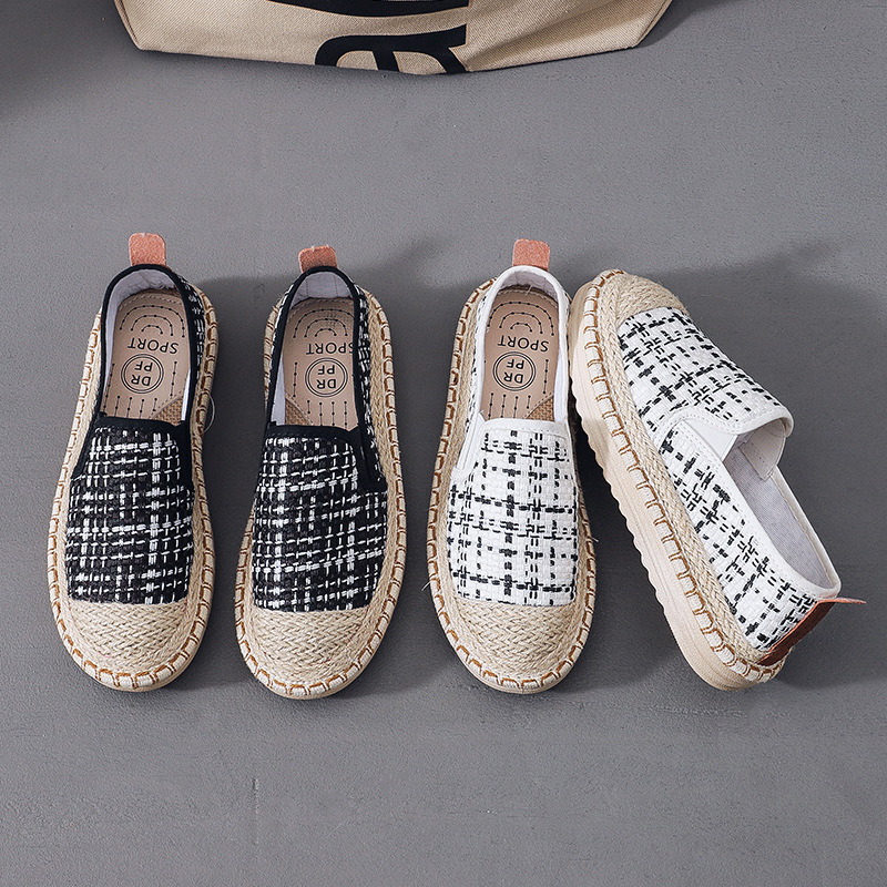 Zapatos de pescador perezoso de un pie transfronterizo mujeres verano 2025 nuevos zapatos planos versión coreana de zapatos de tela casuales de todo fósforo mujeres