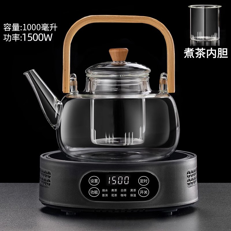 Transparent square beam kettle + T12 black electric ceramic stove