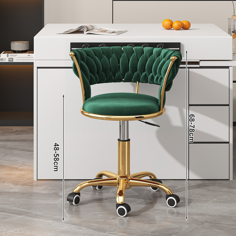 Silla de computadora de lujo ligera para niñas dormitorio confortable silla de elevación giratoria silla de manicuras silla de pollas silla de bar de maquillaje image 9