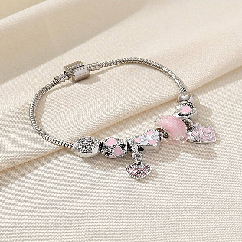 Panjia pulsera Dora DIY cuentas explosivas transfronterizas amor accesorios de goteo de aleación colgante de diamante adhesivo pulsera de cadena de cobre image 5